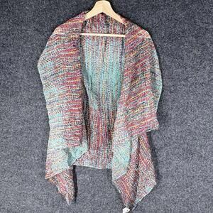 Retro Threads Top Women One Size Blue Striped 3/4 Sleeve Open Front Casual